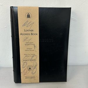 Black Leather Address Book Handcrafted Bonded leather refillable address records